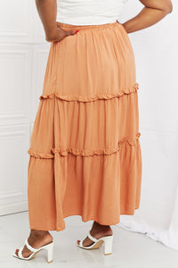 Summer Days Full Size Ruffled Maxi Skirt in Butter Orange