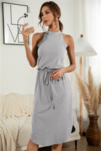 Load image into Gallery viewer, Drawstring Open Back Slit Sleeveless Dress