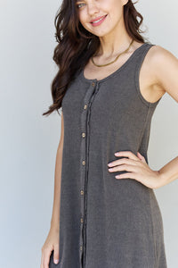 All About Comfort Sleeveless Button Down Mini Dress