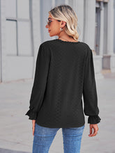 Load image into Gallery viewer, Eyelet V-Neck Flounce Sleeve Blouse