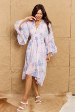Load image into Gallery viewer, Take Me With You Floral Bell Sleeve Midi Dress in Blue