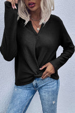 Load image into Gallery viewer, Twist Front Long Sleeve Waffle Knit Top