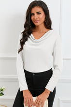 Load image into Gallery viewer, Cowl Neck Dropped Shoulder Long Sleeve Back Tie Blouse
