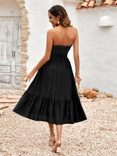 Load image into Gallery viewer, Frill Trim Strapless Midi Dress