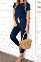 Load image into Gallery viewer, Asymmetrical Neck Short Sleeve Jumpsuit