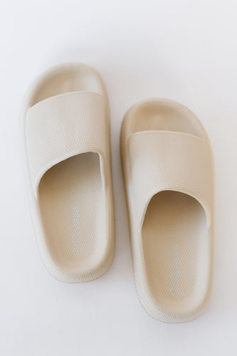 Beige Slide-On Sandals
