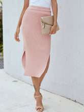Load image into Gallery viewer, Ribbed Side Slit Midi Skirt