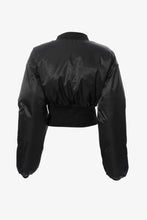 Load image into Gallery viewer, Contrast Trim Zip-Up Cropped Puffer Jacket