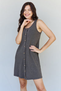 All About Comfort Sleeveless Button Down Mini Dress