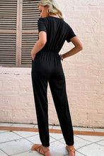 Load image into Gallery viewer, Button Front Short Sleeve Jogger Jumpsuit