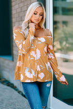 Load image into Gallery viewer, Floral Cold-Shoulder Long Sleeve Top