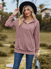Load image into Gallery viewer, Cable-Knit Zip-Up Hooded Blouse
