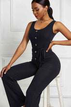 Load image into Gallery viewer, Loni Button Detail Tie Waist Jumpsuit with Pockets