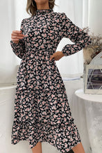 Load image into Gallery viewer, Floral Tiered Frill Trim Midi Dress