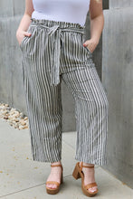 Load image into Gallery viewer, Find Your Path Full Size Paperbag Waist Striped Culotte Pants