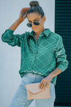 Load image into Gallery viewer, Plaid Puff Sleeve Button-Up Shirt