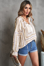 Load image into Gallery viewer, Printed Flounce Sleeve Ruffled Neck Blouse