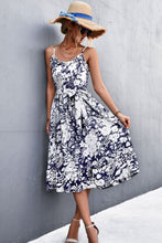 Load image into Gallery viewer, Floral Frill Trim Scoop Neck Spaghetti Strap Dress