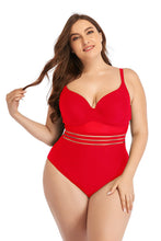 Load image into Gallery viewer, Plus Size Spliced Mesh Tie-Back One-Piece Swimsuit