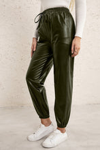 Load image into Gallery viewer, Elastic Waist PU Leather Joggers