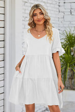 Load image into Gallery viewer, V-Neck Flounce Sleeve Tiered Dress