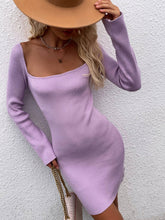 Load image into Gallery viewer, Tie Back Square Neck Long Sleeve Sweater Dress