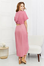 Load image into Gallery viewer, Make It Work Cut-Out Midi Dress in Rouge Pink