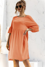 Load image into Gallery viewer, Boat Neck Flounce Sleeve Knee-Length Dress