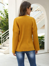 Load image into Gallery viewer, Ribbed Round Neck Cold Shoulder Knit Top
