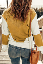Load image into Gallery viewer, Two-Tone Openwork Rib-Knit Sweater