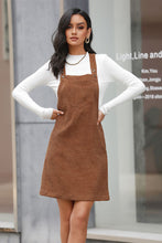 Load image into Gallery viewer, Corduroy Mini Overall Dress with Pocket