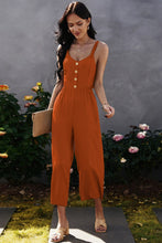 Load image into Gallery viewer, Decorative Button Wide Leg Cropped Jumpsuit