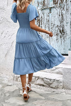 Load image into Gallery viewer, Smocked Square Neck Frill Trim Dress