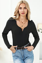 Load image into Gallery viewer, Notched Neck Puff Sleeve Bodysuit