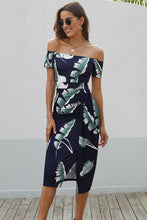Load image into Gallery viewer, Printed Off-Shoulder Split Dress