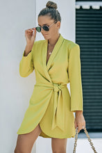 Load image into Gallery viewer, Belted Shawl Collar Blazer Dress