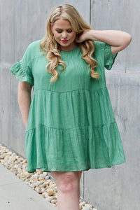 Sweet As Can Be Full Size Textured Woven Babydoll Dress
