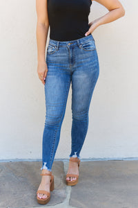 Lindsay Full Size Raw Hem High Rise Skinny Jeans