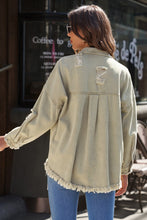 Load image into Gallery viewer, Distressed Fringe Trim Button Up Jacket