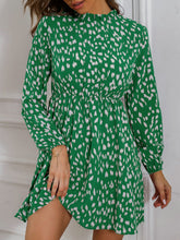 Load image into Gallery viewer, Printed Frill Neck Long Sleeve Dress