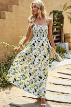 Load image into Gallery viewer, Printed Tie-Shoulder Smocked Maxi Dress