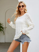 Load image into Gallery viewer, Round Neck Openwork Long Sleeve Knit Top