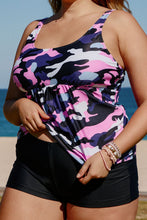 Load image into Gallery viewer, Plus Size Camouflage Peplum Two-Piece Tankini Set