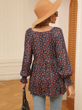 Load image into Gallery viewer, Printed V-Neck Lantern Sleeve Blouse