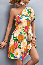 Load image into Gallery viewer, Floral One-Shoulder Puff Sleeve Dress