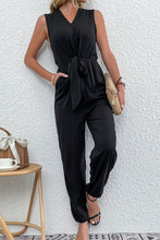 Load image into Gallery viewer, Drawstring Sleeveless V-Neck Jumpsuit