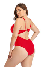 Load image into Gallery viewer, Plus Size Spliced Mesh Tie-Back One-Piece Swimsuit