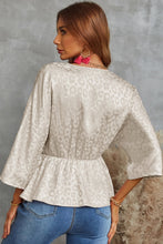 Load image into Gallery viewer, Leopard Three-Quarter Sleeve Peplum Blouse