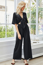 Load image into Gallery viewer, Tie Front Top &amp; Wide Leg Pants Set
