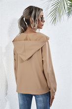 Load image into Gallery viewer, Buttoned Raglan Sleeve Hooded Blouse